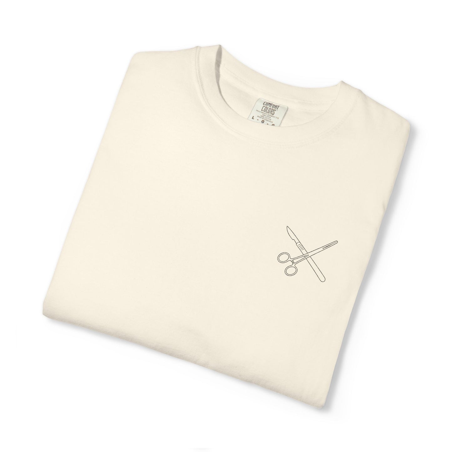 Surgical Instruments Logo T-Shirt | Minimal Pocket Graphic
