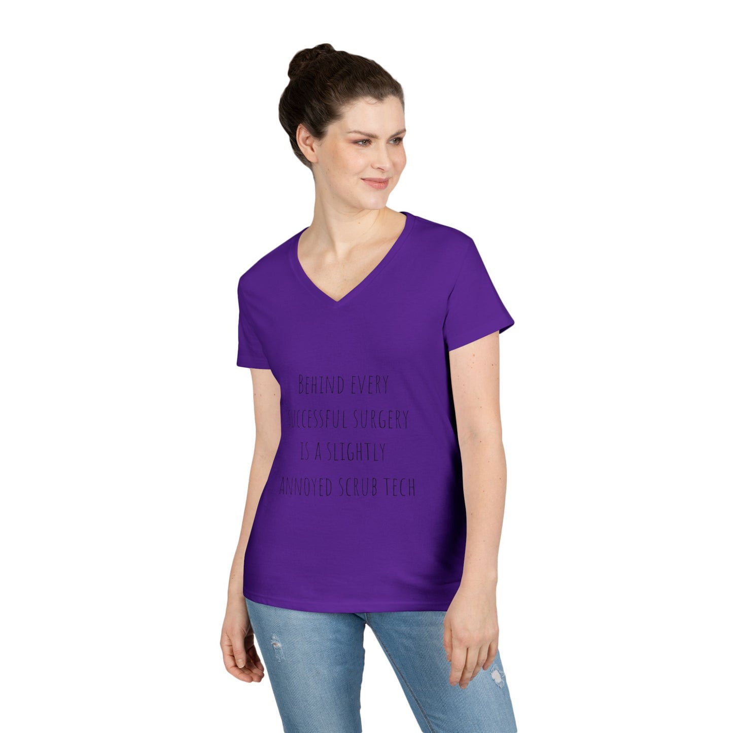 Scrub Tech V-Neck T-Shirt — "Behind Every Successful Surgery"