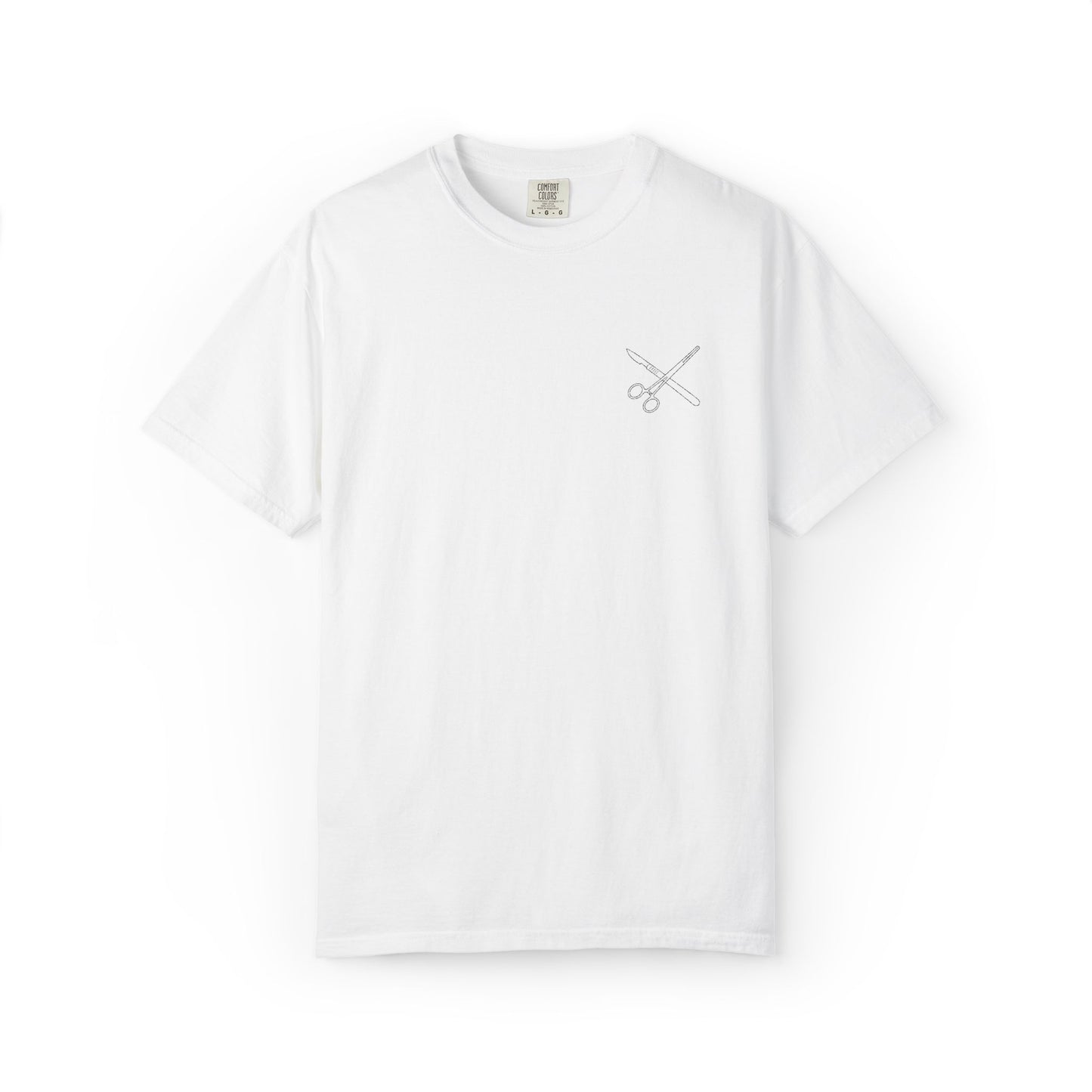 Surgical Instruments Logo T-Shirt | Minimal Pocket Graphic