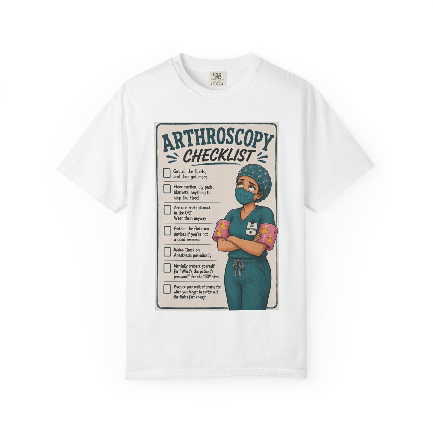 Arthroscopy Checklist Nurse T-shirt | Surgery Retro Tee