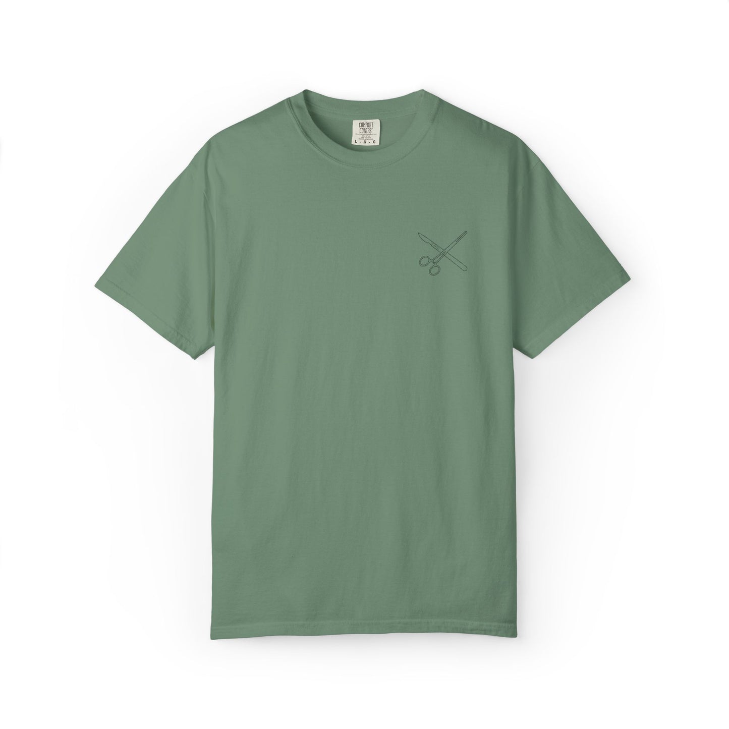 Surgical Instruments Logo T-Shirt | Minimal Pocket Graphic