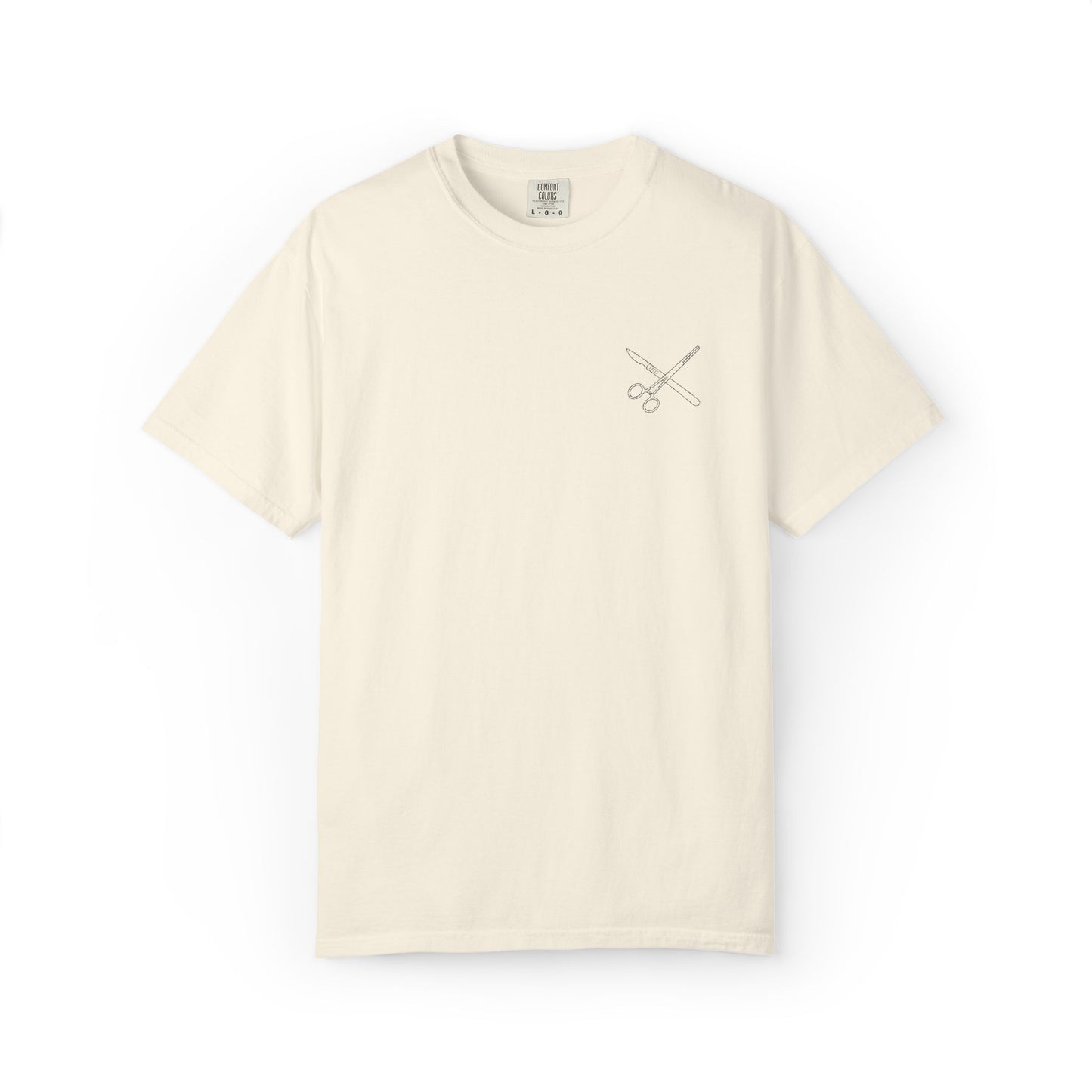 Surgical Instruments Logo T-Shirt | Minimal Pocket Graphic