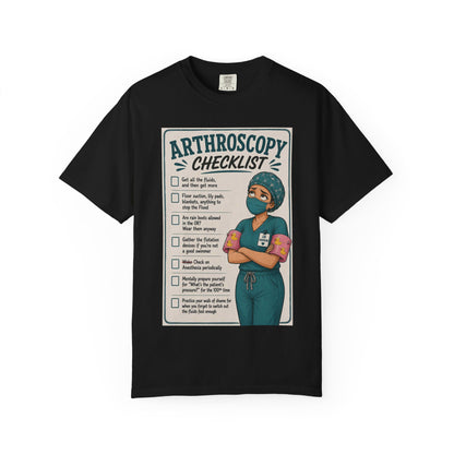 Arthroscopy Checklist Nurse T-shirt | Surgery Retro Tee