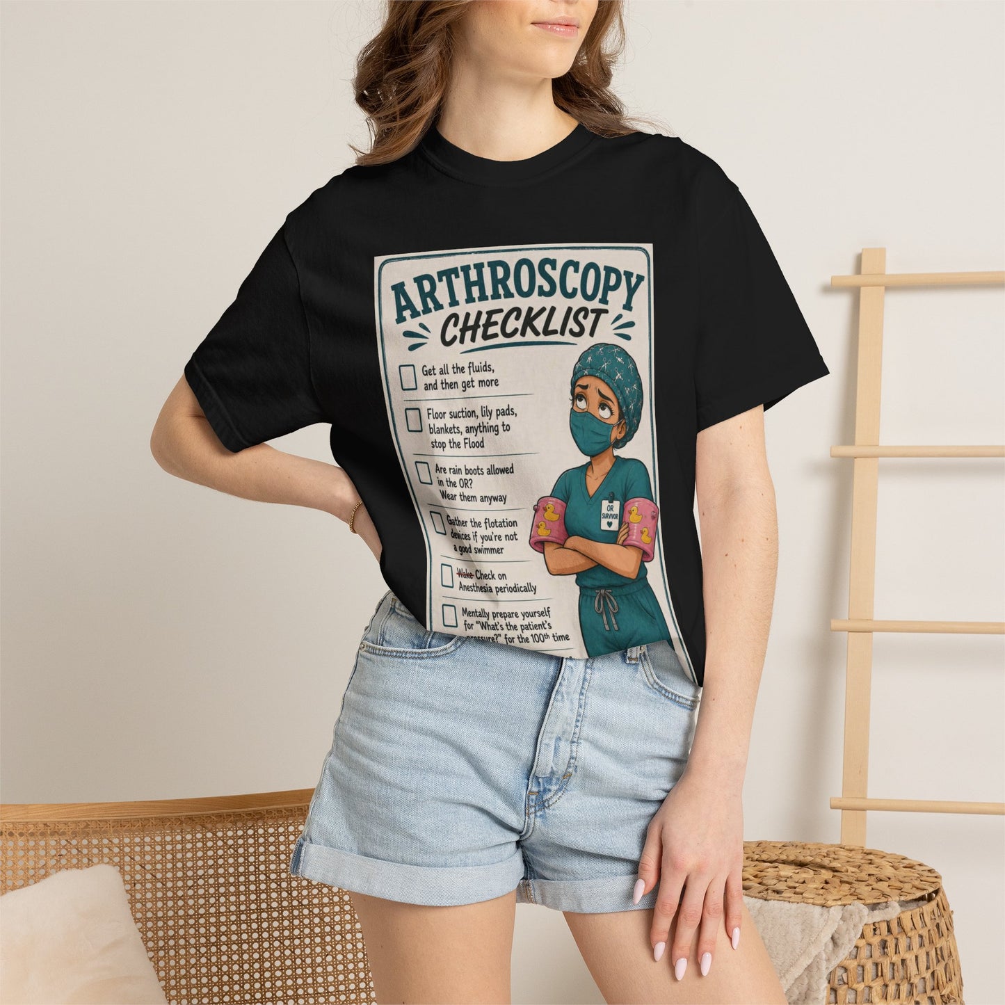 Arthroscopy Checklist Nurse T-shirt | Surgery Retro Tee